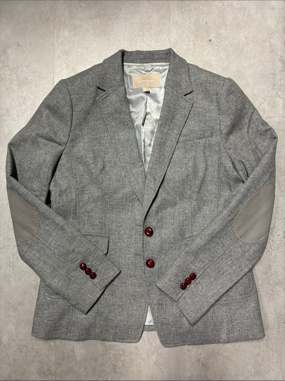 Banana Republic Light Gray Women's Blazer with Elbow Patches